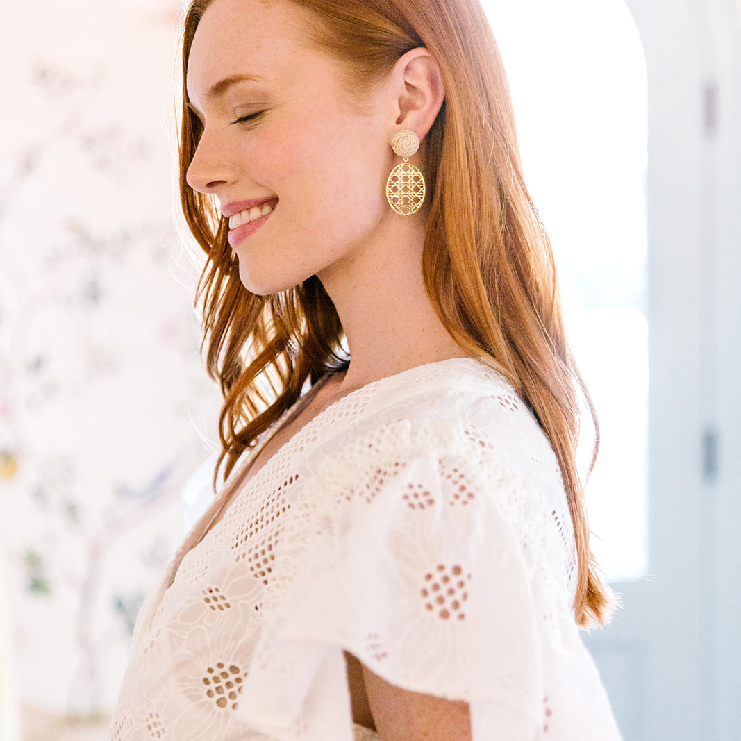 Model wears Grace Remy earring_m donohue collection