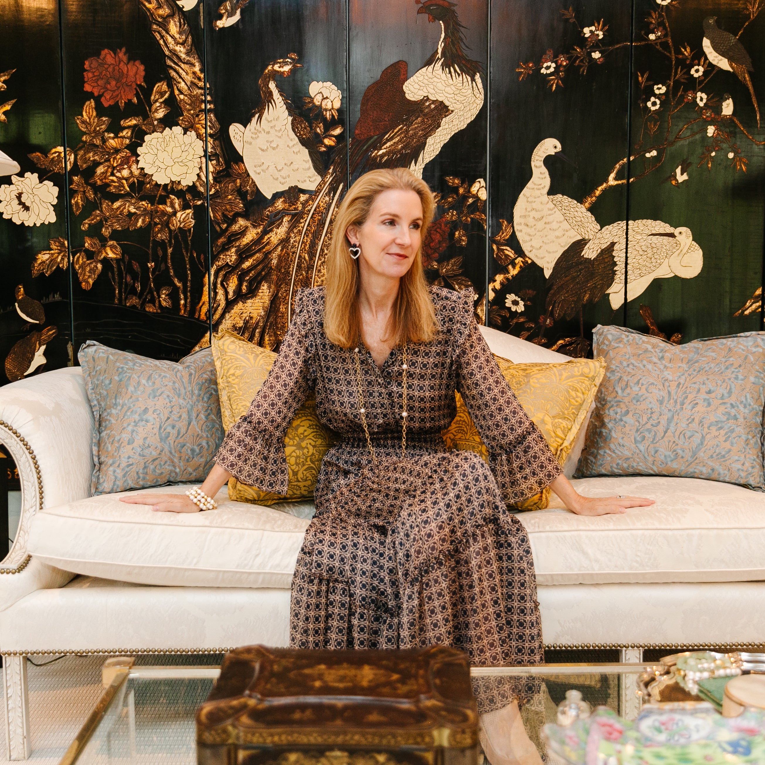 Model is wearing Olivia Cotton Pearl & Multi Gold Bracelet_m donohue collection