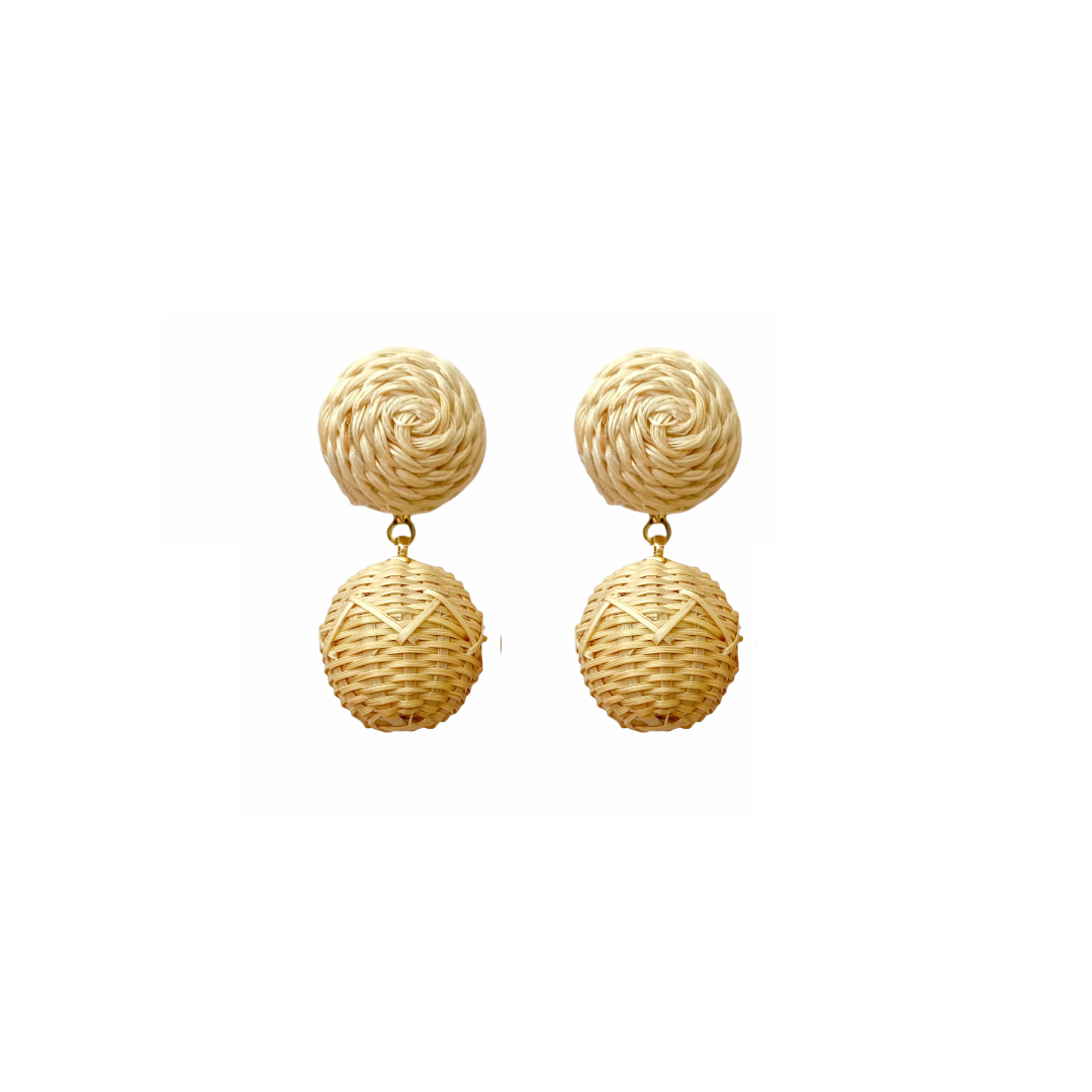 Rattan post with woven rattan ball_m donohue collection
