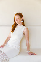 Model wears Grace Shell earring_m donohue collection